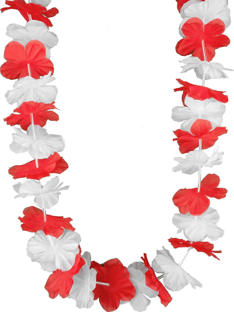 BOSEN - Rood-wit Hawaii ketting - Accessoires > Sieraden